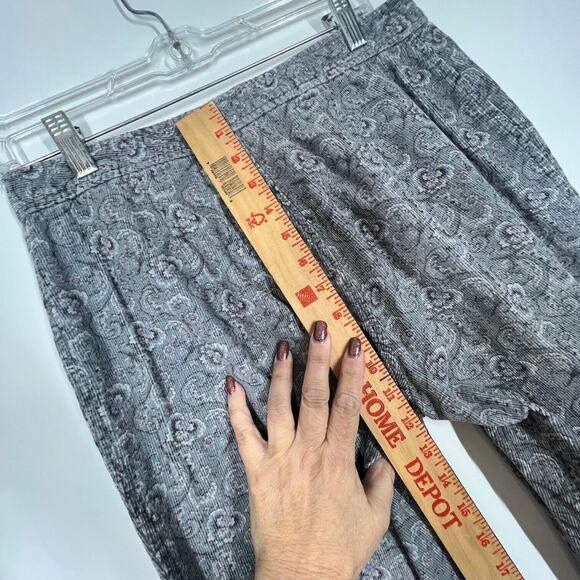 J Crew Corduroy Pants Womens 10 Gray Paisley Floral Straight Classic Boho Retro - Picture 8 of 9